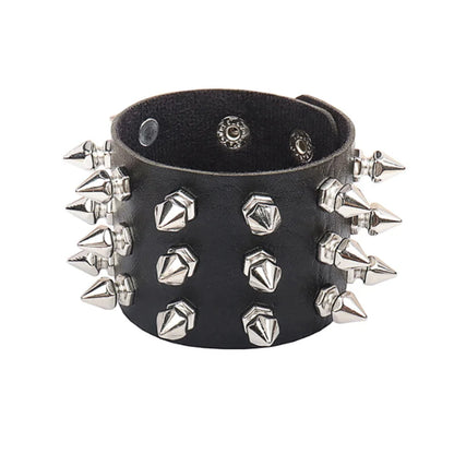1Pc Hip Hop Men Goth PU Leather Wristband bracelet en cuir Vintage Cosplay Rock Spikes Rivet Chunky Cuff Black браслеты