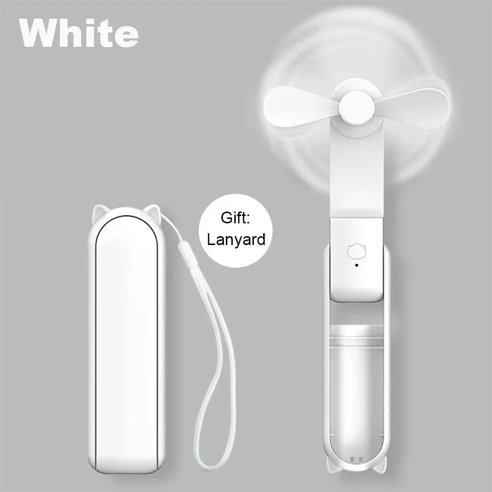 Portable Mini Handheld Fan Small Pocket Fan USB Rechargeable Battery Fan Folding Cooling Hand Fan Mini USB Fan with Power Bank