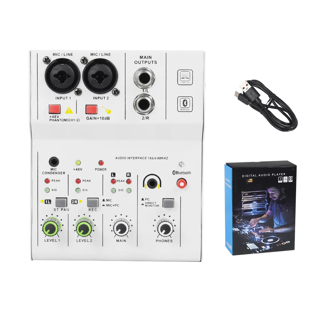 Professional TEYUN Q12M 2Channels Audio Mixer sound console mini USB Audio Interface card MIXER for PC Guitar Recording Studio