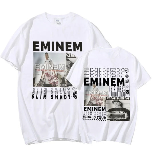 Rapper Eminem Music Album T Shirt World Tour Gift for Fan Graphic T-shirt Men Women Vintage Oversized classic Tshirts Streetwear