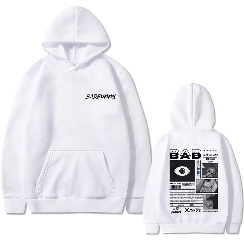 Rapper Bad Bunny Album X 100per Album Double Sided Print Hoodie Men Women Hip Hop Oversized Pullover Male Casual Cotton Hoodies