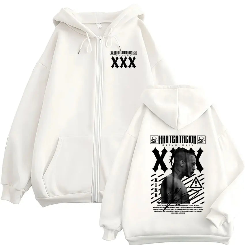 Rapper XXXTentacion Tour Album 2026 Zipper Hoodie Men's Vintage Long Sleeve Fashion Sweatshirt Man Hip Hop Clothing Coats Hooded
