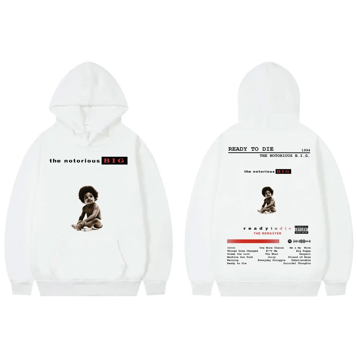 Rapper The Notorious Big Hoodie Ready To Die Album Merch Pullovers Men's Women's Clothing Fashion Hip Hop Sweatshirts Streetwear