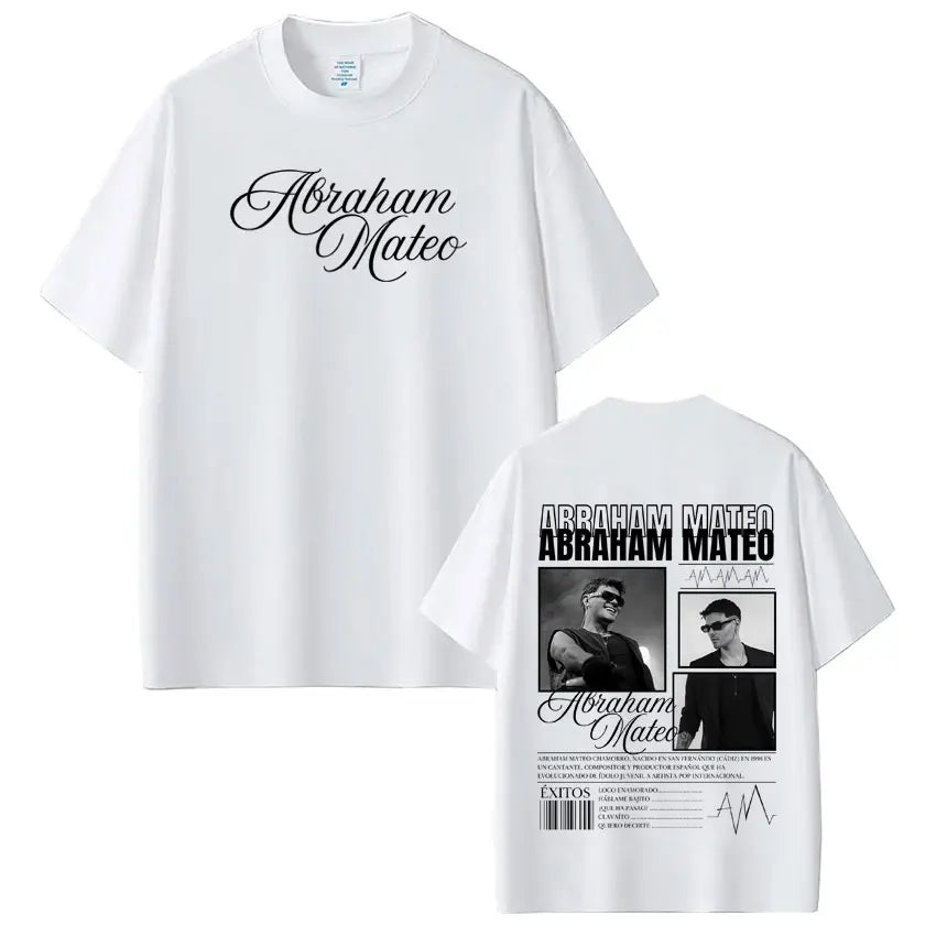 Rapper Abraham Mateo's Album 2026 Tour T-shirt Men's Women's Fashion Clothing T-shirs Short-sleeved 100% Cotton Hip-hop T-shirt