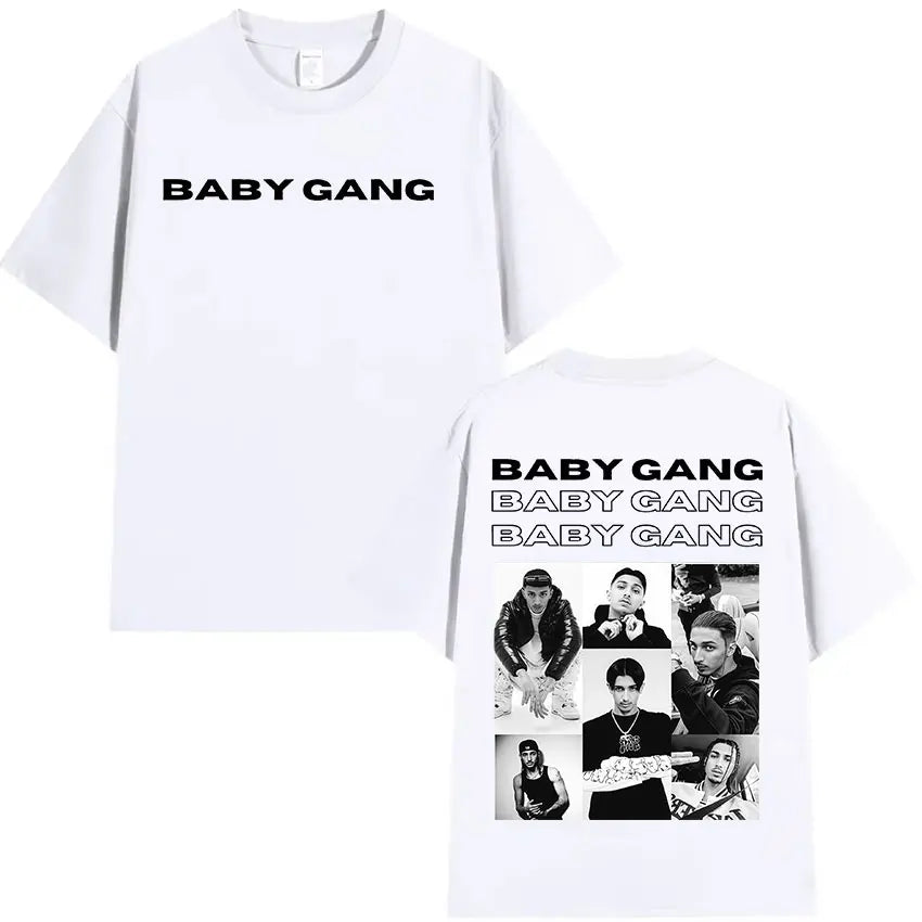 Rapper Baby Gang Album 2025 Merch T Shirt Men's Retro Fashion Cotton Short Sleeve T-shirts Hip Hop Oversized T-shirt Streetwear