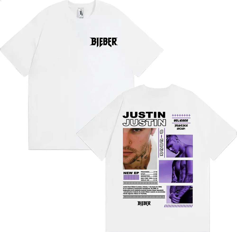 Rapper Justin Bieber Album Tour Cover T Shirt Men Women Fashion Hip Hop Pop Music T Shirts High Quality Cozy 100% Cotton T-shirt