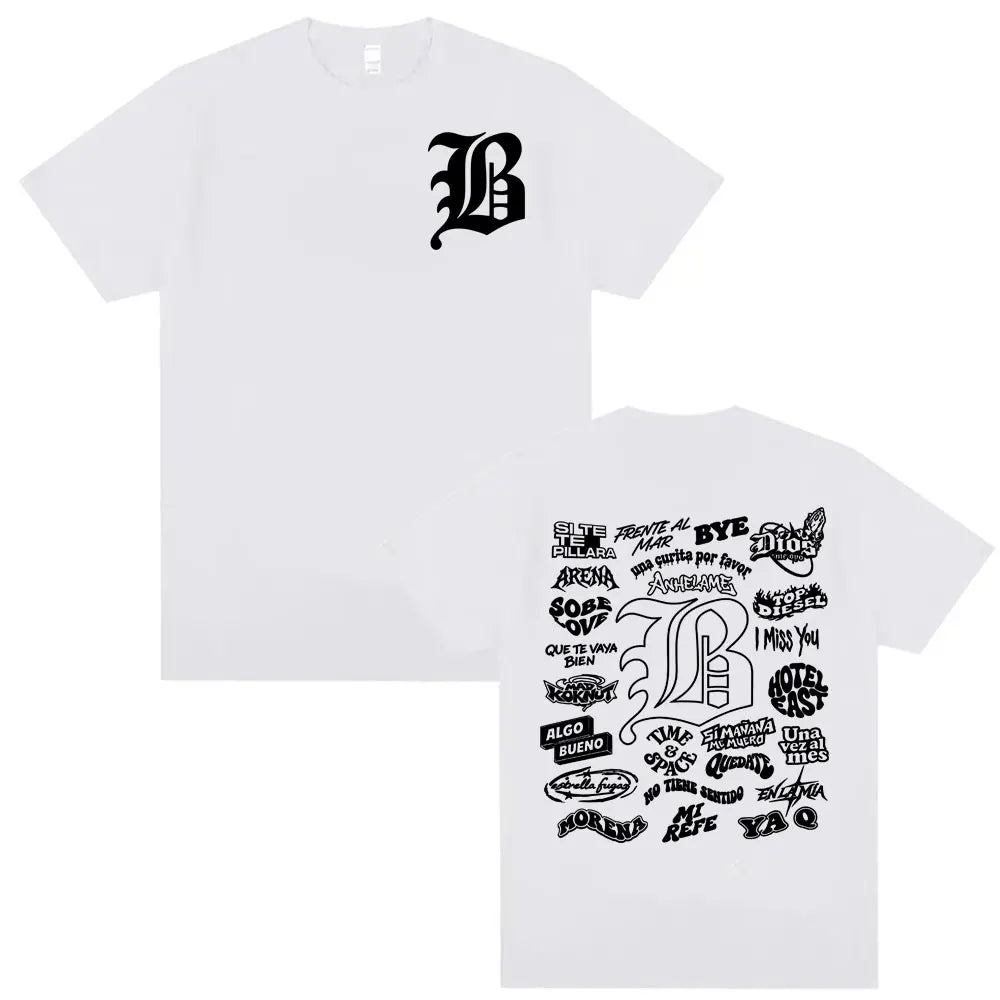 Rapper Beele Borondo Letters Printed TShirt Men's Clothing Oversized Hip Hop Classic T-shirts Harajuku Fashion Trending T Shirts