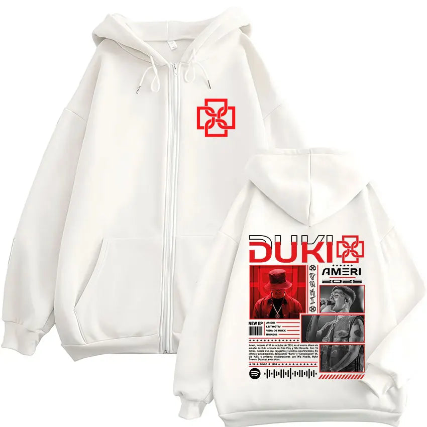 Rapper Duki Ameri World Tour 2025 Zipper Hoodies Men Women Clothing Fashion Hip Hop Zip Up Hooded Oversized Sweatshirts Jackets