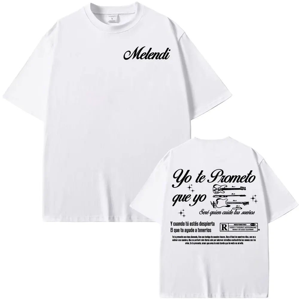 Rapper Melendi Album Tour 2025 Printed T-shirt Men's Clothing Vintage Gothic Oversized T-shirts Summer Tops High Quality T Shirt