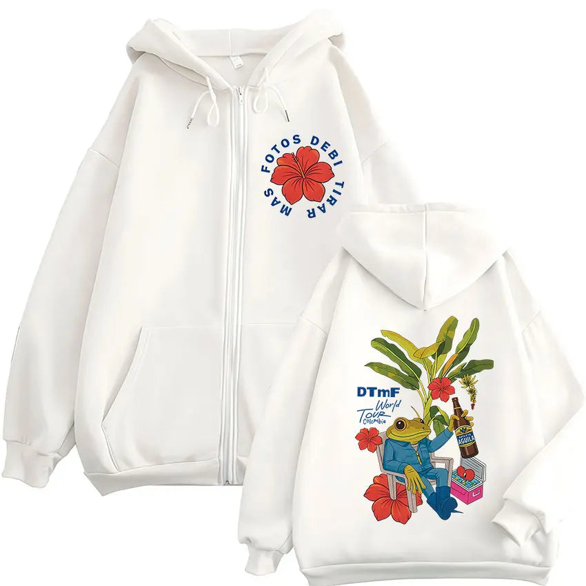 Rapper Bad Bunny Debi Tirar Mas Fotos DTMF 2026 Tour Zipper Hoodies Men Women Fashion Zip Up Hooded Sweatshirts Jackets Coats
