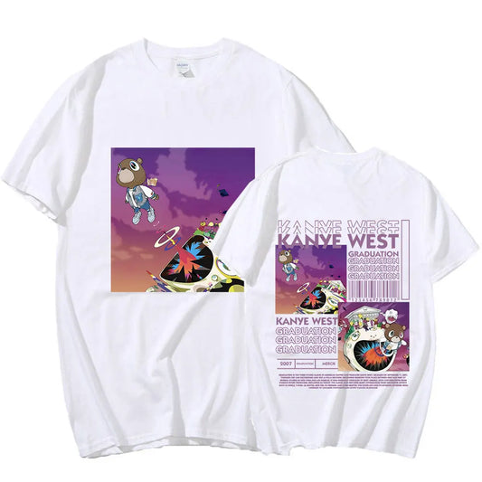Rapper Kanye West Graduation T Shirt Men Hip Hop Vintage Short Sleeve T-shirt Casual Cotton Oversized T Shirts Streetwear Unisex