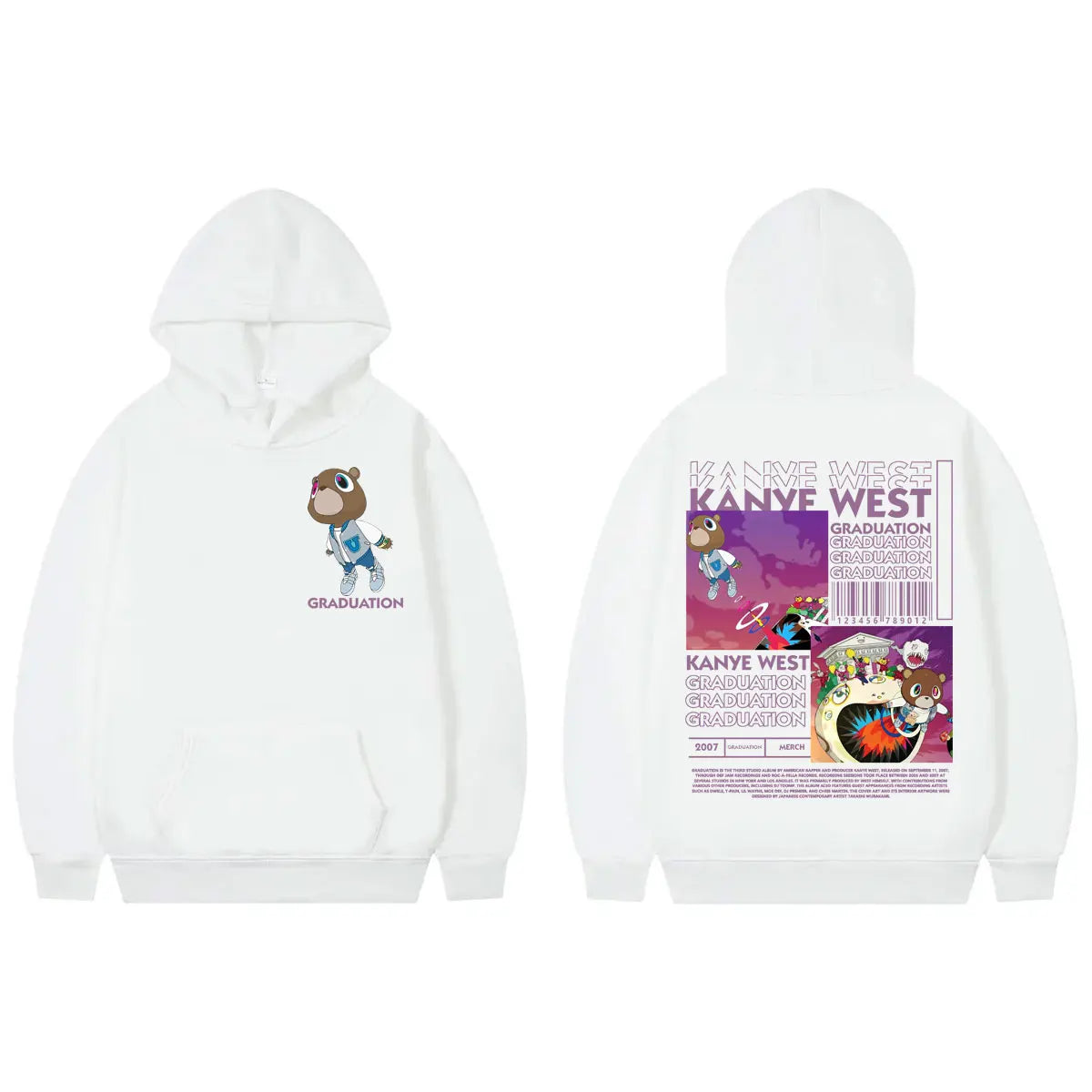 Rapper Kanye West Graduation Album Merch Hoodies Fashion Hip Hop Hooded Sweatshirts Men's Women's High Quality Fleece Pullovers