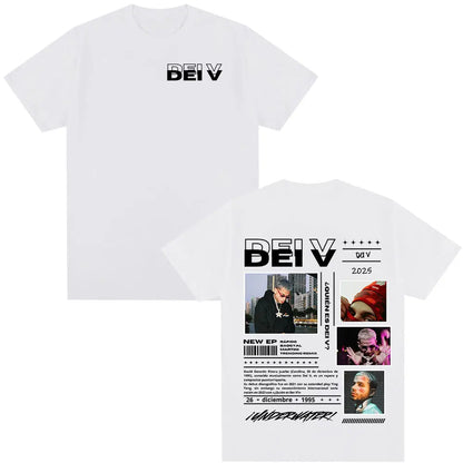 Rapper Dei V Quien Es Dei V? Tour 2025 T-shirts Men Women Vintage Hip Hop Music T-shirt Unisex O-Neck Oversized Cotton T Shirt