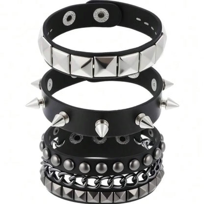 1Pc Hip Hop Men Goth PU Leather Wristband bracelet en cuir Vintage Cosplay Rock Spikes Rivet Chunky Cuff Black браслеты