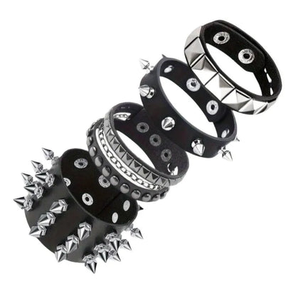 1Pc Hip Hop Men Goth PU Leather Wristband bracelet en cuir Vintage Cosplay Rock Spikes Rivet Chunky Cuff Black браслеты