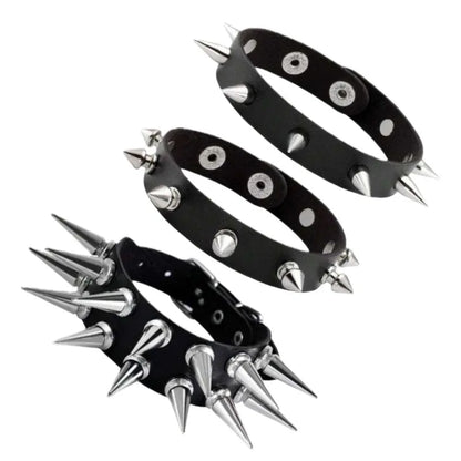 1Pc Hip Hop Men Goth PU Leather Wristband bracelet en cuir Vintage Cosplay Rock Spikes Rivet Chunky Cuff Black браслеты