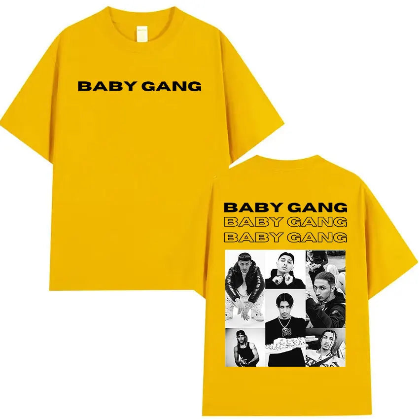 Rapper Baby Gang Album 2025 Merch T Shirt Men's Retro Fashion Cotton Short Sleeve T-shirts Hip Hop Oversized T-shirt Streetwear