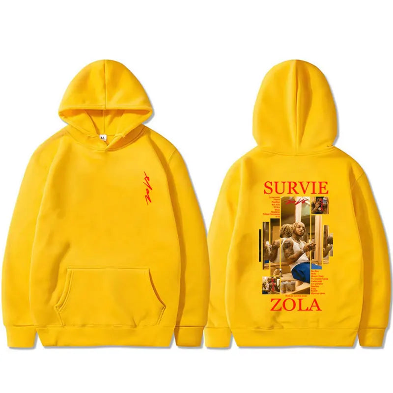 Rapper Zola Survie Graphic Hoodie Male Casual Fleece Cotton Sweatshirt Men's Women's Hip Hop Fashion Pop Music Pullover Hoodies