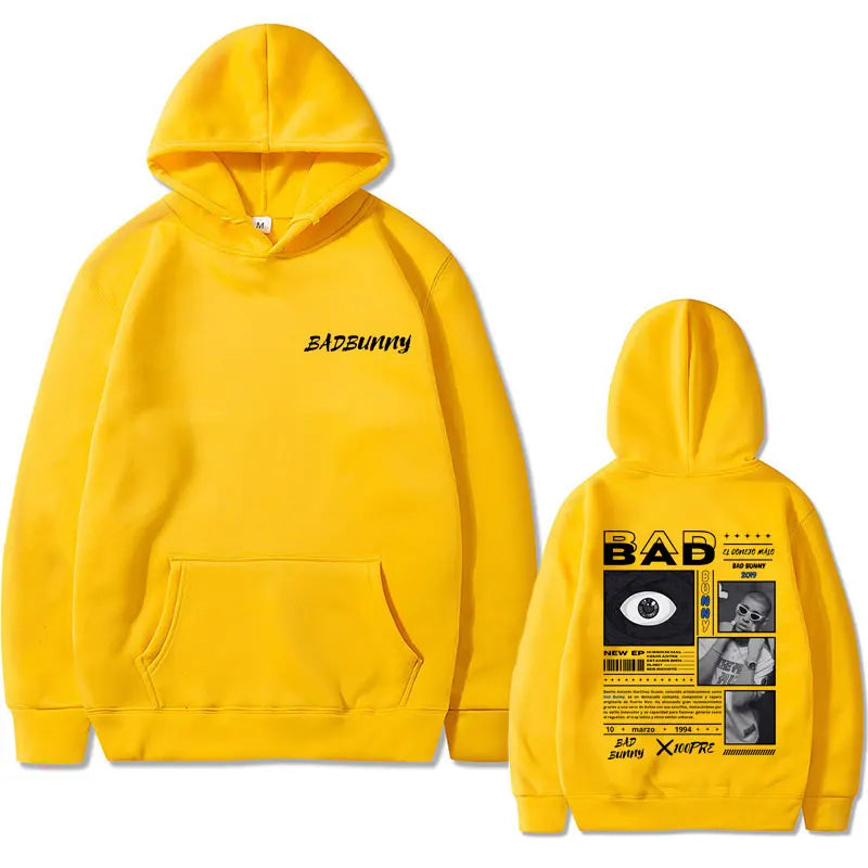 Rapper Bad Bunny Album X 100per Album Double Sided Print Hoodie Men Women Hip Hop Oversized Pullover Male Casual Cotton Hoodies