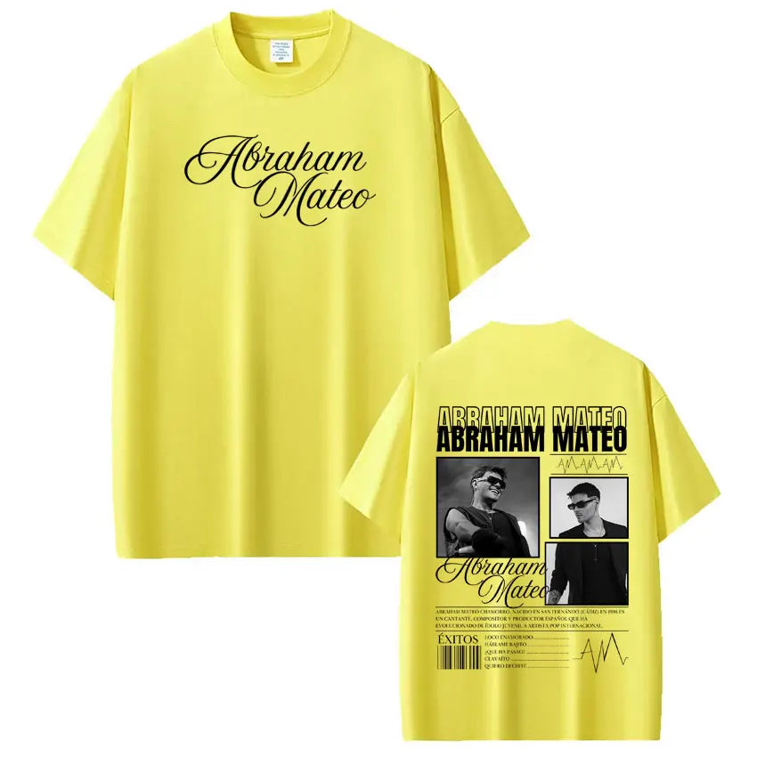 Rapper Abraham Mateo's Album 2026 Tour T-shirt Men's Women's Fashion Clothing T-shirs Short-sleeved 100% Cotton Hip-hop T-shirt