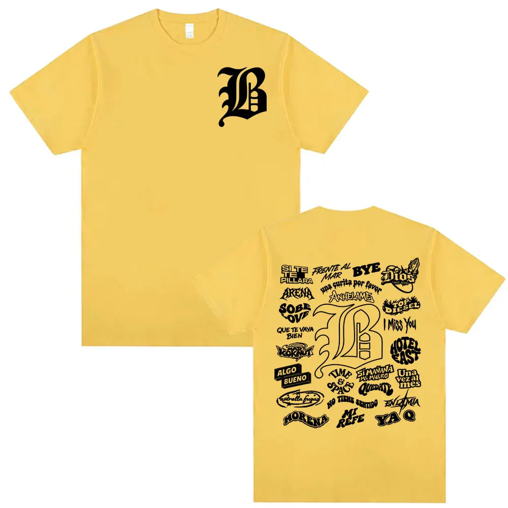 Rapper Beele Borondo Letters Printed TShirt Men's Clothing Oversized Hip Hop Classic T-shirts Harajuku Fashion Trending T Shirts