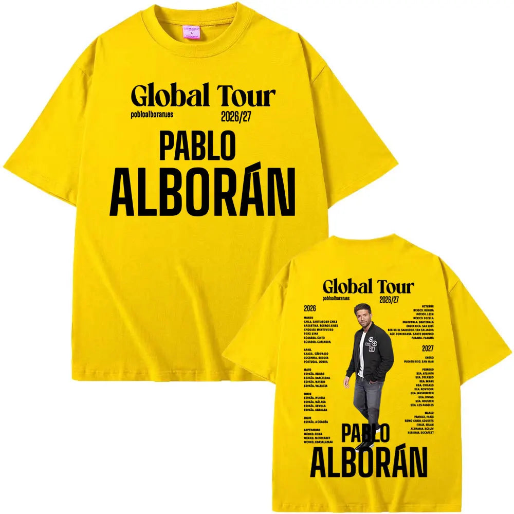 Rapper Pablo Alborán Global Tour 2026-2027 Graphic T-shirts Men Women Fashion Hip Hop Retro T Shirt Cotton 100% Oversized Tshirt