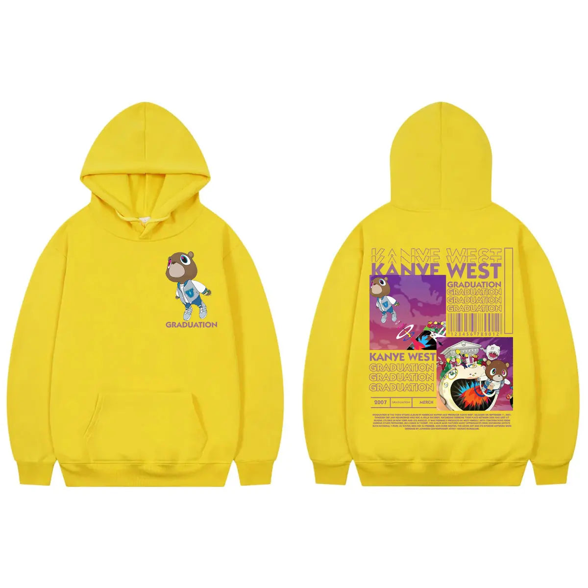 Rapper Kanye West Graduation Album Merch Hoodies Fashion Hip Hop Hooded Sweatshirts Men's Women's High Quality Fleece Pullovers