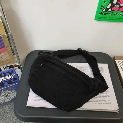 Fashion simple Waist Bags Unisex Canvas Chest packs Phone Pack Street Hip hop Belt Bag Large capacity Ladies Crossbody Chest Bag