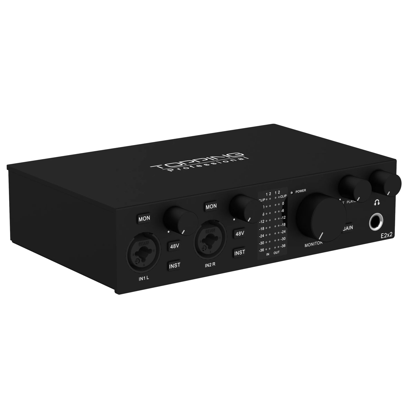 TOPPING E2x2 professional audio interface computer phone singing live streaming sound card recording mixing 2in 2out