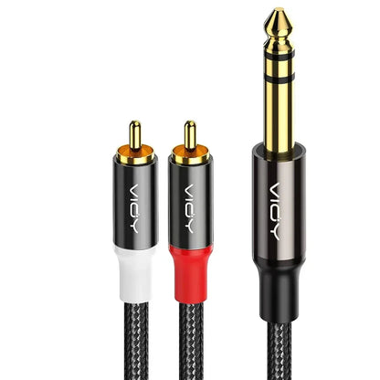 RCA To 6.35mm Audio Cable Heavy Duty 1/4 Inch TRS Jack To 2RCA Stereo Y Splitter Adapter Cable for Speaker AV Receiver Amplifier