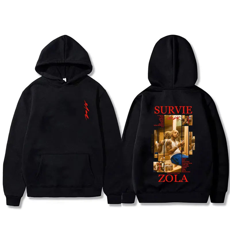 Rapper Zola Survie Graphic Hoodie Male Casual Fleece Cotton Sweatshirt Men's Women's Hip Hop Fashion Pop Music Pullover Hoodies