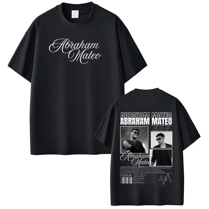 Rapper Abraham Mateo's Album 2026 Tour T-shirt Men's Women's Fashion Clothing T-shirs Short-sleeved 100% Cotton Hip-hop T-shirt