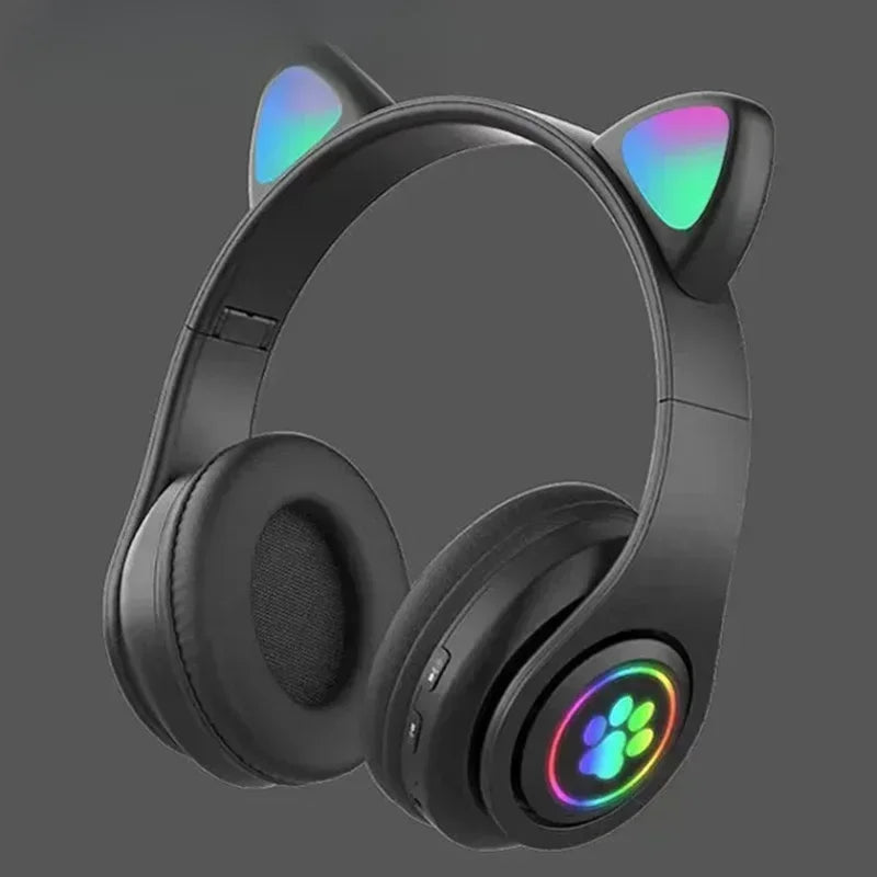 JST-28 Wireless Headphones Cat Ears Bluetooth Earphones Stereo Music Earbuds Bluetooth Sports Gaming Headset with Mic for Phones