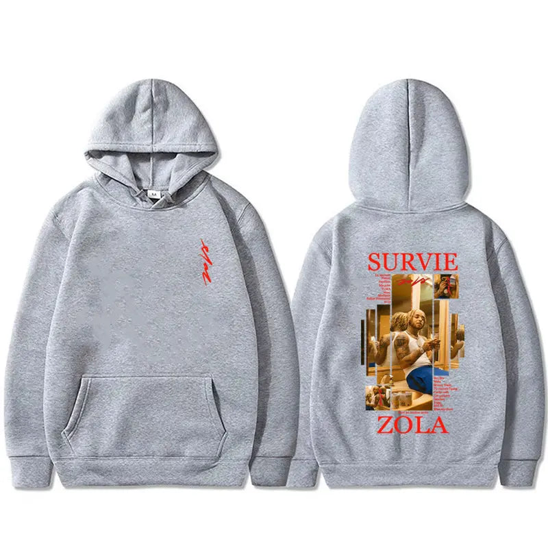 Rapper Zola Survie Graphic Hoodie Male Casual Fleece Cotton Sweatshirt Men's Women's Hip Hop Fashion Pop Music Pullover Hoodies