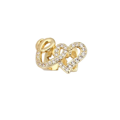 1Pcs Punk Copper Double Heart Teeth Caps for Women Men Hip Hop Zircon Hollow Love Tooth Grillz Couple Jewelry Accessories