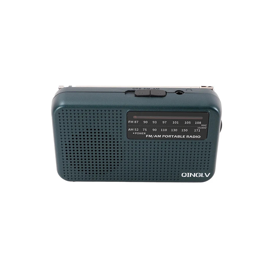 AM/FM portable radio with high sensitivity and high sound quality, uses durable No. 7 batteries, built-in high quality