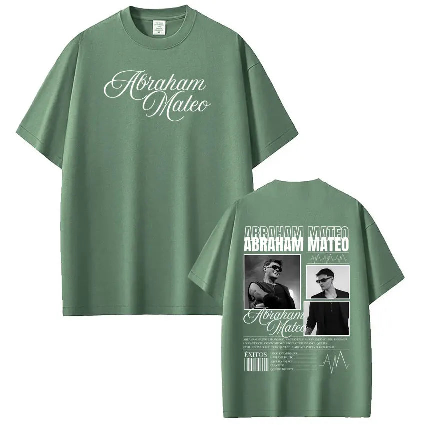 Rapper Abraham Mateo's Album 2026 Tour T-shirt Men's Women's Fashion Clothing T-shirs Short-sleeved 100% Cotton Hip-hop T-shirt