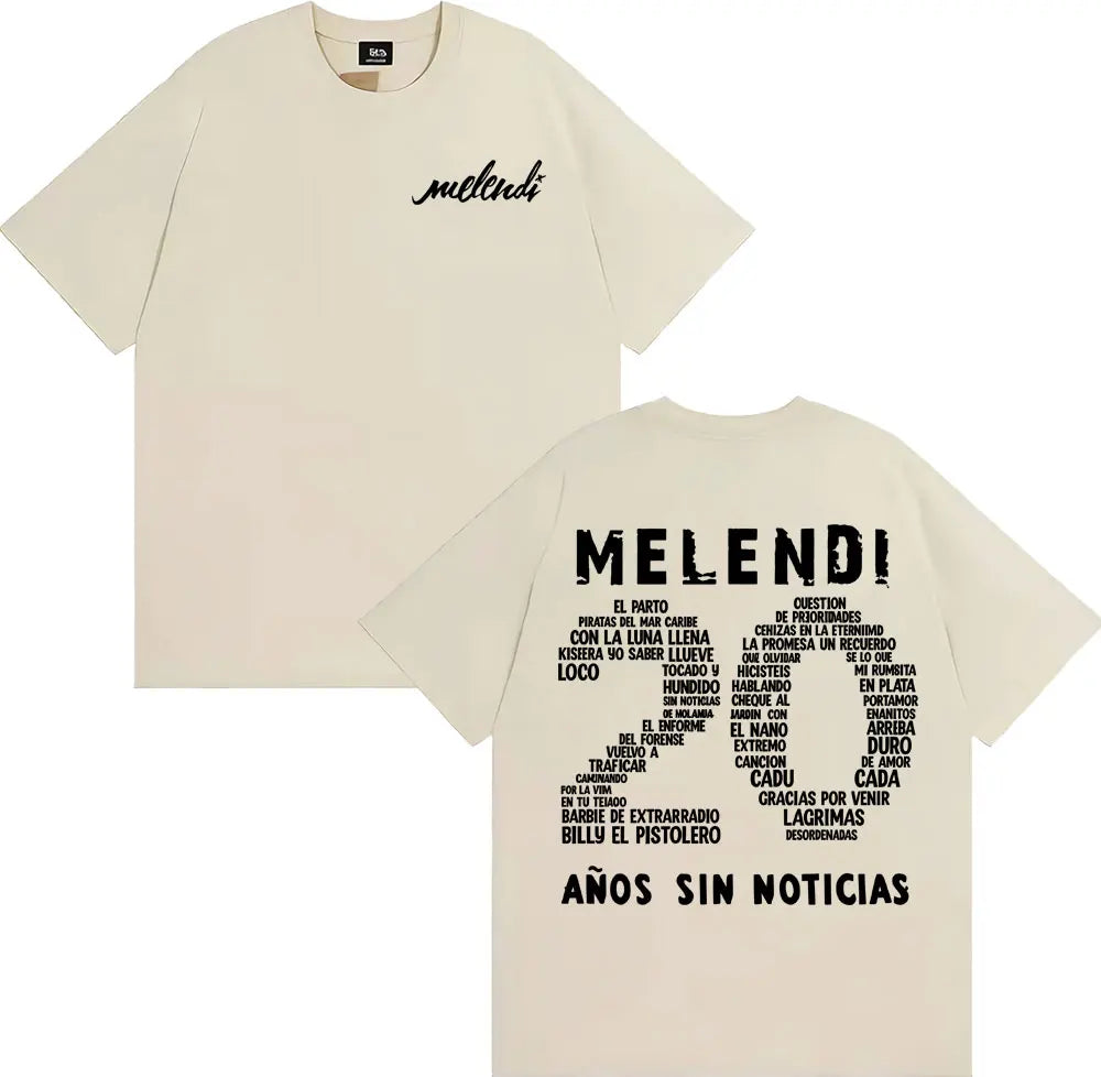 Rapper Melendi 20 Anos Sin Noticias Merch Tee Shirt Men Women Fashion Retro Short Sleeve T Shirt Cotton Casual Oversized T-shirt