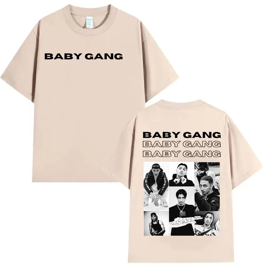 Rapper Baby Gang Album 2025 Merch T Shirt Men's Retro Fashion Cotton Short Sleeve T-shirts Hip Hop Oversized T-shirt Streetwear