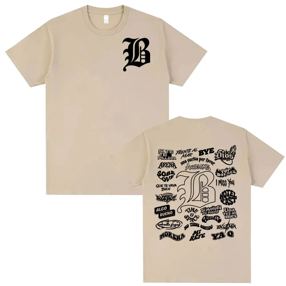 Rapper Beele Borondo Letters Printed TShirt Men's Clothing Oversized Hip Hop Classic T-shirts Harajuku Fashion Trending T Shirts
