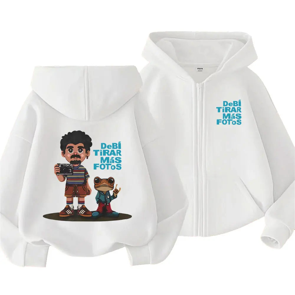 Rapper Bad Bunny Debi Tirar Mas Fotos DTMF Zipper Hoodie Men Women Hip Hop Fashion Pop Music Zip Up Jacket Oversized Streetwear