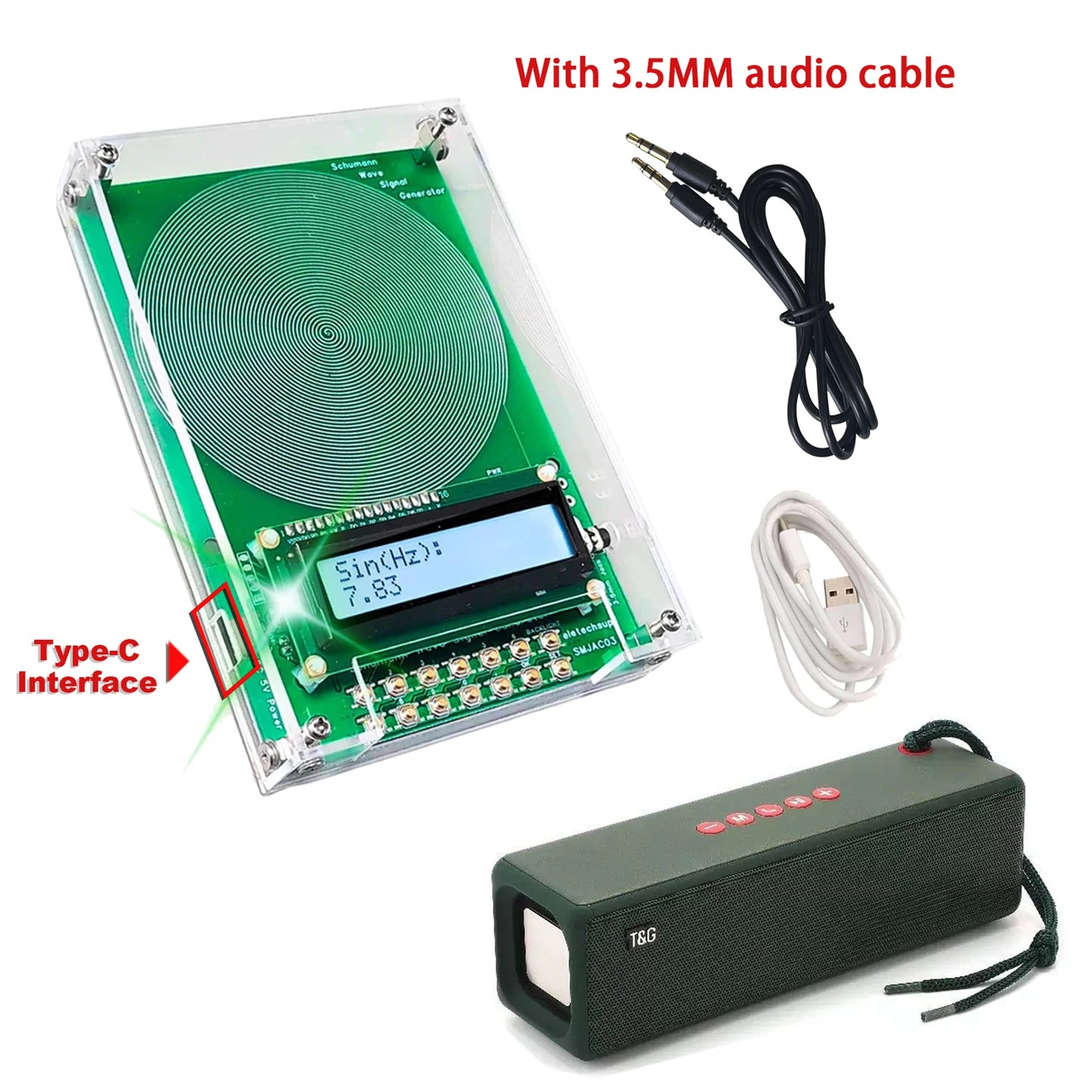 7.83HZ Schumann Wave Generator Natural Bio-Healing Ultra-low Frequency Pulse Generator 3.5MM Audio Resonator Vibration Speaker