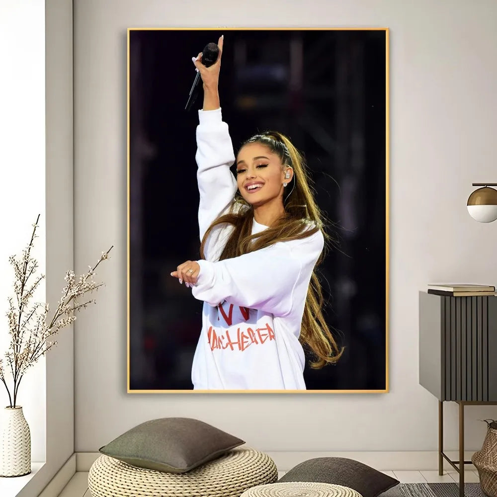 Music Art Poster Ariana Grande Poster Retro Print Poster Paper Waterproof High Quality Sticker Home Living Room Bar Wall Decor