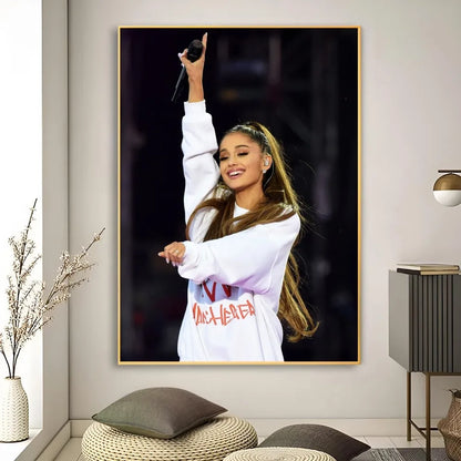 Music Art Poster Ariana Grande Poster Retro Print Poster Paper Waterproof High Quality Sticker Home Living Room Bar Wall Decor