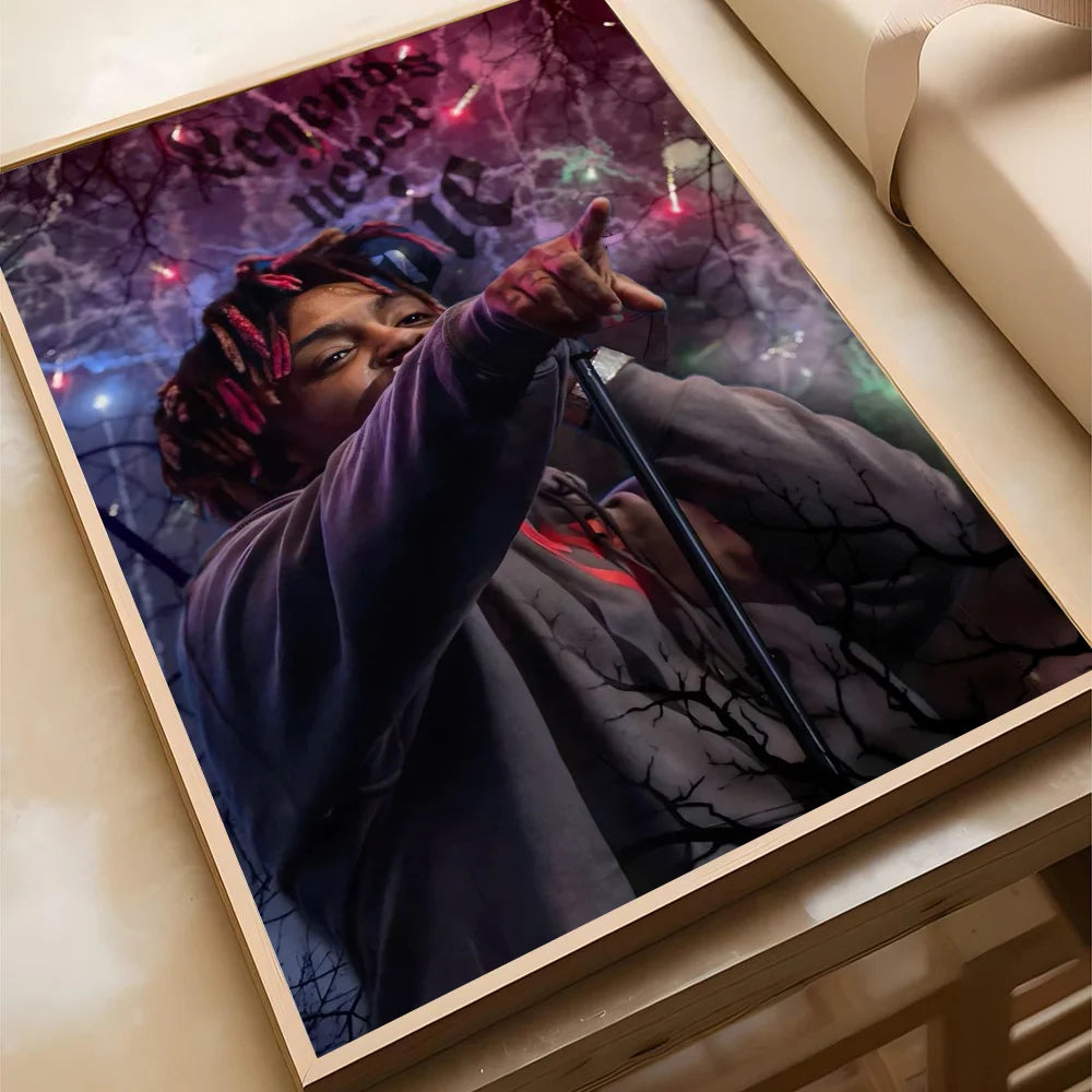 Hip-hop Juice WRLD Poster Self-adhesive Art Waterproof Paper Sticker Coffee House Bar Room Wall Decor