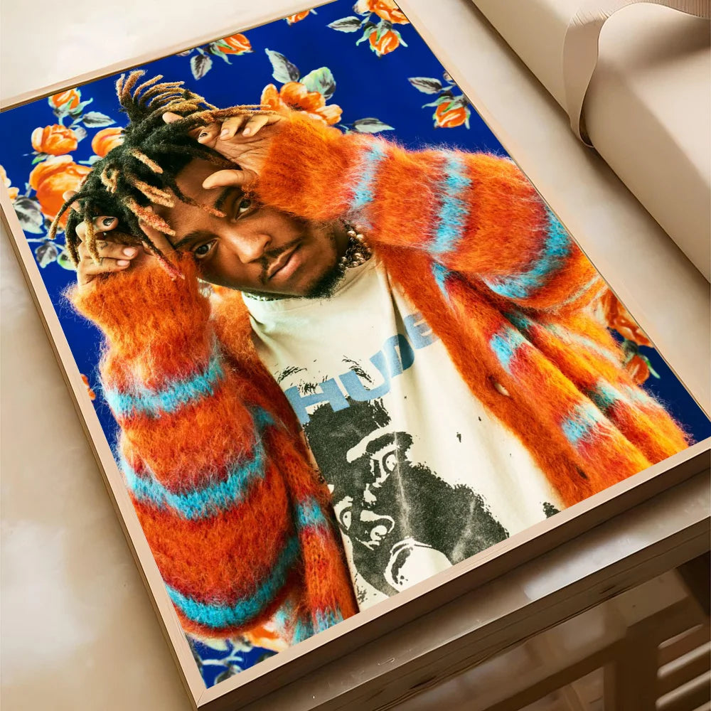 Hip-hop Juice WRLD Poster Self-adhesive Art Waterproof Paper Sticker Coffee House Bar Room Wall Decor
