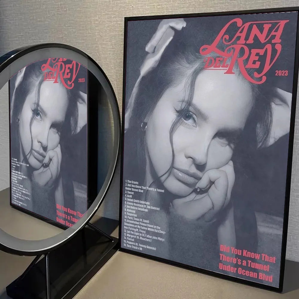 1pc Black And Pink Lana Del Rey Poster Self-adhesive Art Waterproof Paper Sticker Coffee House Bar Room Wall Decor