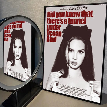 1pc Black And Pink Lana Del Rey Poster Self-adhesive Art Waterproof Paper Sticker Coffee House Bar Room Wall Decor