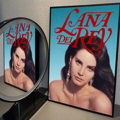 1pc Black And Pink Lana Del Rey Poster Self-adhesive Art Waterproof Paper Sticker Coffee House Bar Room Wall Decor