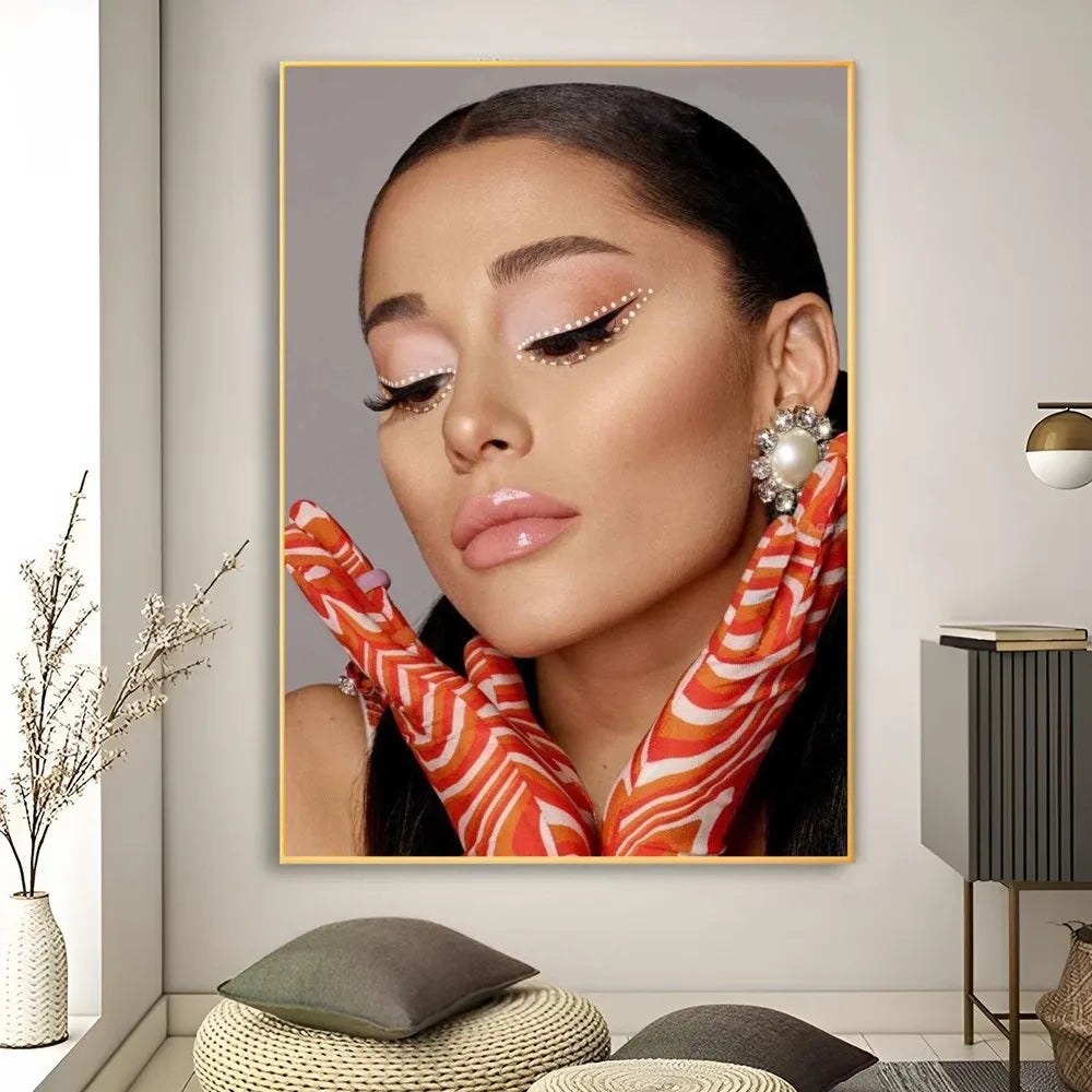 Music Art Poster Ariana Grande Poster Retro Print Poster Paper Waterproof High Quality Sticker Home Living Room Bar Wall Decor